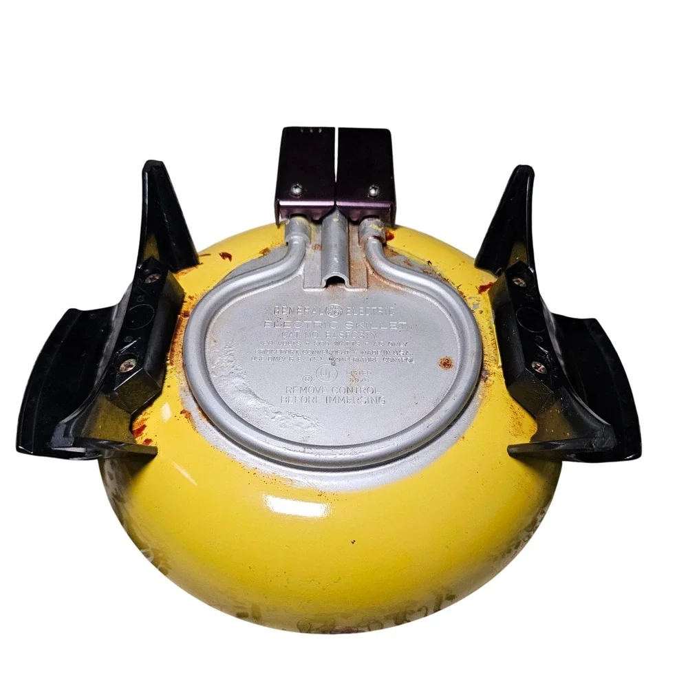 1970s General Electric Fry Fondue Skillet Slow Cooker Yellow B1SFC3TY MCM USA